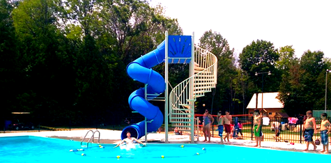 mariner above ground water slide with staircase