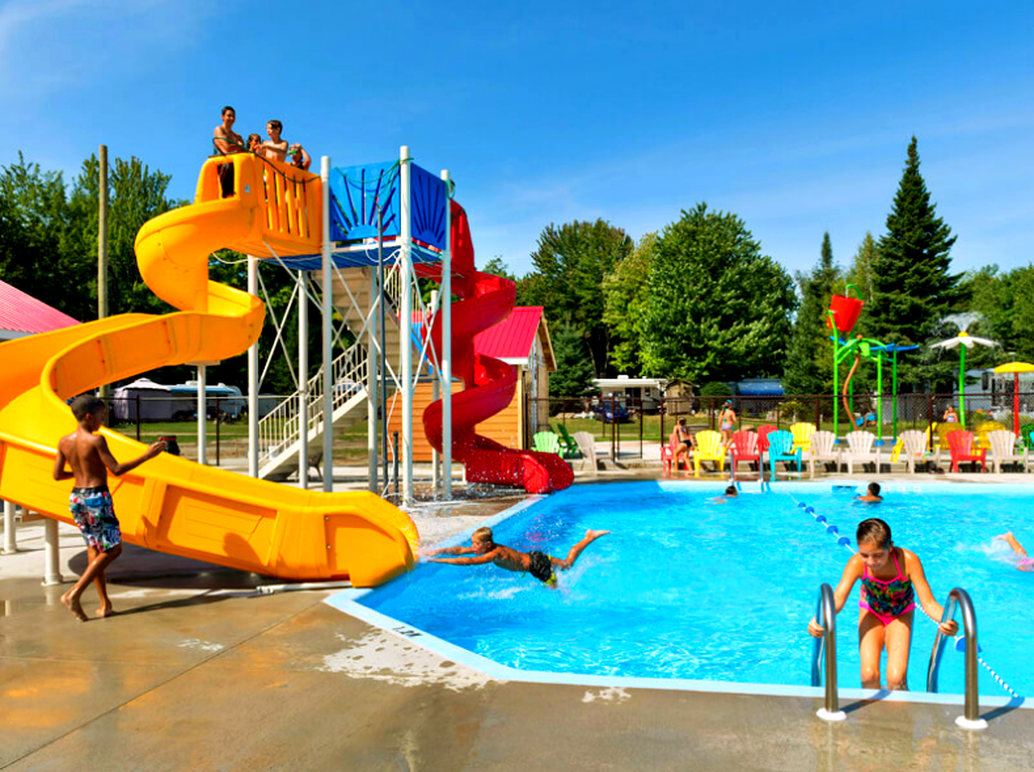 large custom water slide with kids