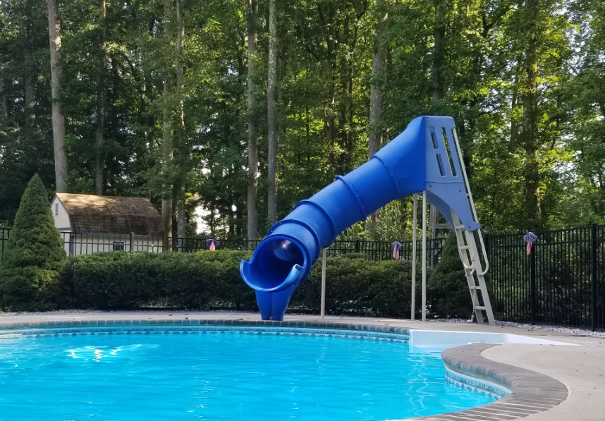 Residential swimming pool water slides