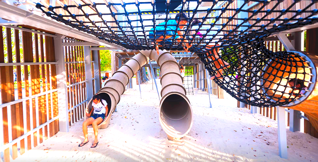 double playground slide