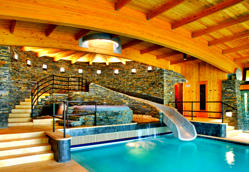 luxury custom indoor pool slides