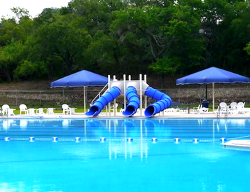 triple blue commercial pool slide