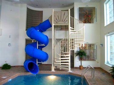 indoor blue mariner custom pool slide