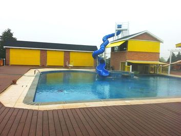 residential blue custom water slide