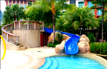 residential water slide blue